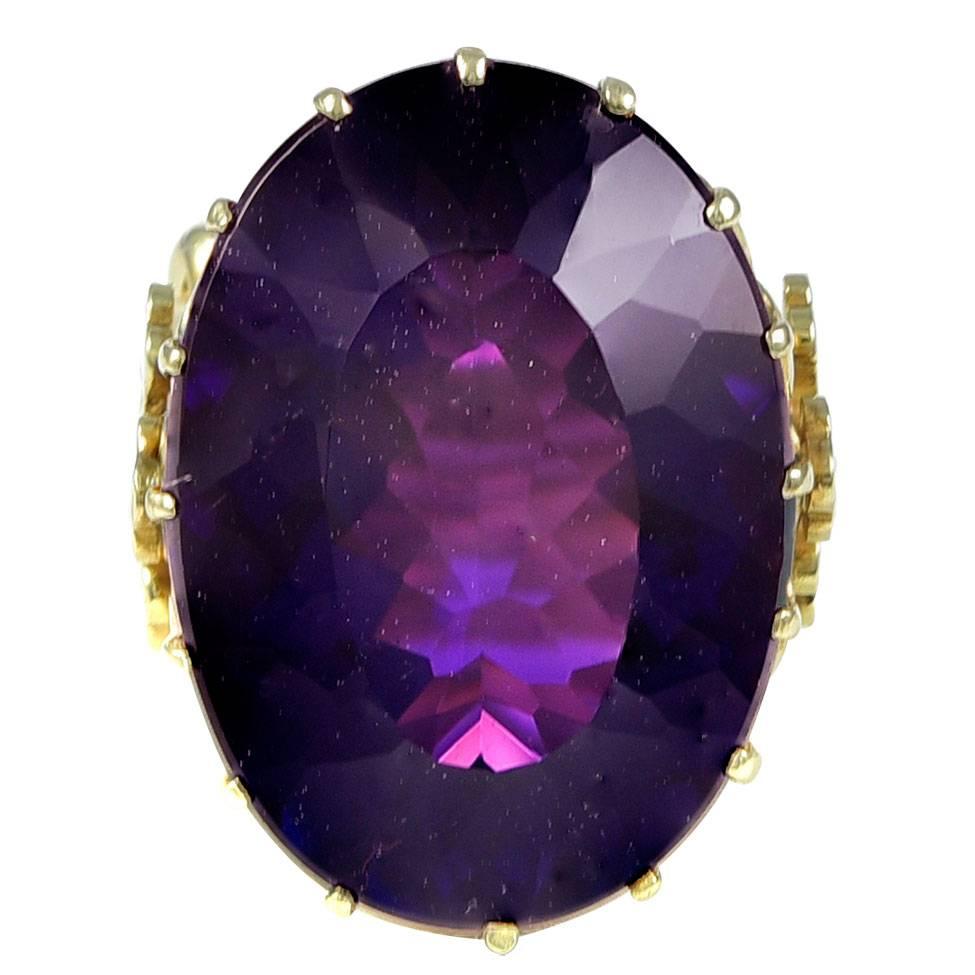 Antique French Amethyst Gold Bishop's Ring