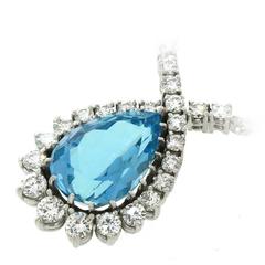 Vintage Spectacular Aquamarine Diamond Necklace 