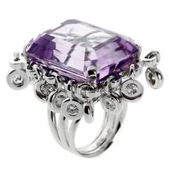 Dior Magnificent Emerald Cut Amethyst Diamond Gold Ring 7