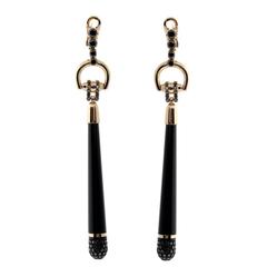 Gucci Horsebit Black Diamond Gold Earrings