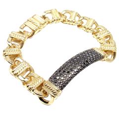 Vintage David Yurman Black Diamond ID Link Yellow Gold Bracelet