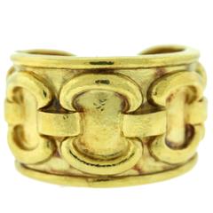 David Webb Hammered Gold Chain Cuff Bracelet