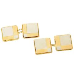 Pair of White and Yellow Gold Cufflinks by Marchak