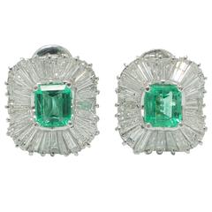 Emerald Diamond White Gold Ballerina Earrings