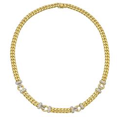 Gold & Diamond Buckle Curb Link Necklace