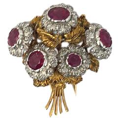 Buccellati Ruby and Diamond Bouquet Brooch 6