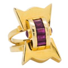 Retro Gold and Ruby Ring circa 1940s 3