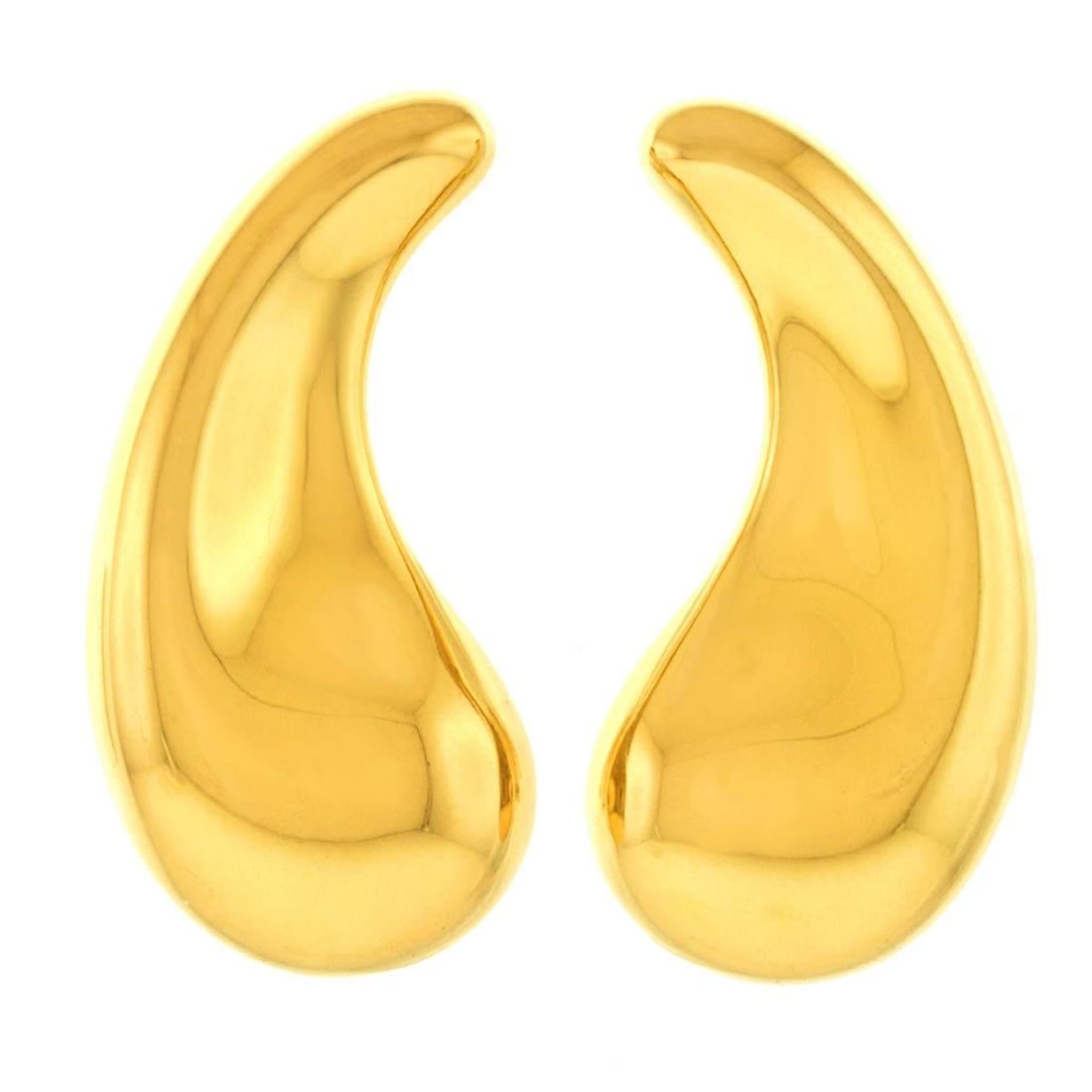 Elsa Peretti for Tiffany Monumental Teardrop Earrings in Gold