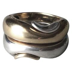 Georg Jensen Sterling Silver Gold Puzzle Ring by Minas Spiridis