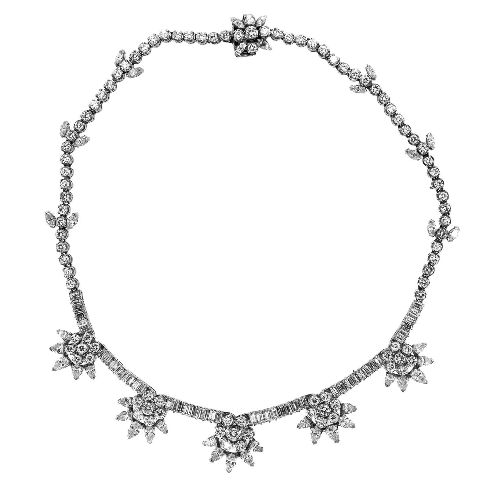 1960's Vintage Medley of Diamonds Platinum Necklace