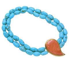 Colleen B. Rosenblat turquoise coral gold necklace 10