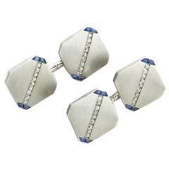 J.E. Caldwell Sapphire Diamond Platinum Cufflinks
