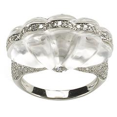 Rock Crystal Diamond Platinum Ring 6