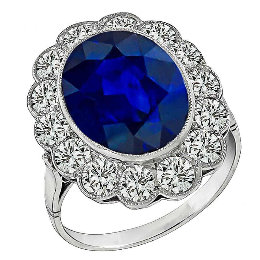 Splendid 6.59 carat Sapphire Diamond Platinum Ring