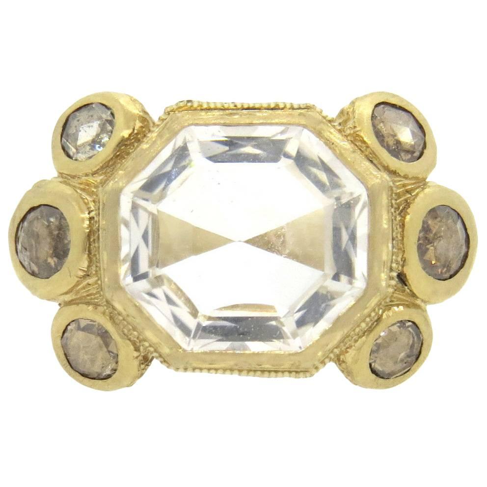 Anaconda Gold Rose Cut Diamond Morganite Ring