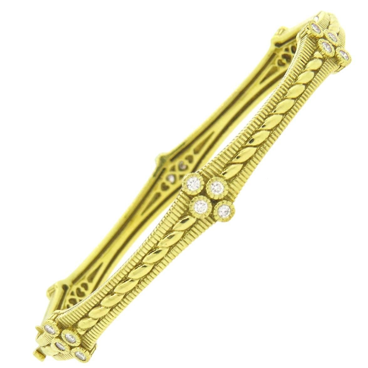 Judith Ripka Gold Diamond Bangle Bracelet