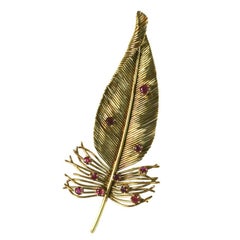 Spilla con piume d'oro Sanz Ruby
