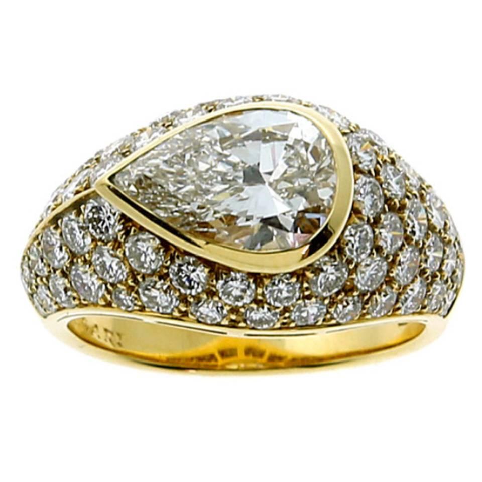 Bulgari Magnificent Pear Diamond Gold Ring