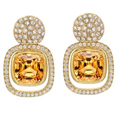 Brazilian Topaz Earrings Cushion Cut 8.81 Carats