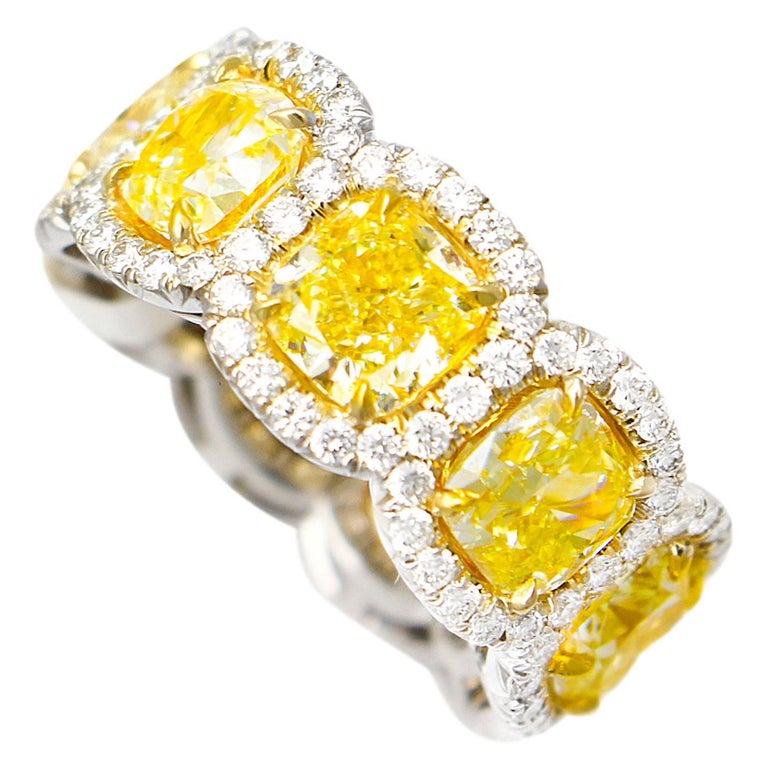 Fancy Yellow Diamond Gold Eternity Band Ring For Sale at 1stDibs yellow diamond band ring