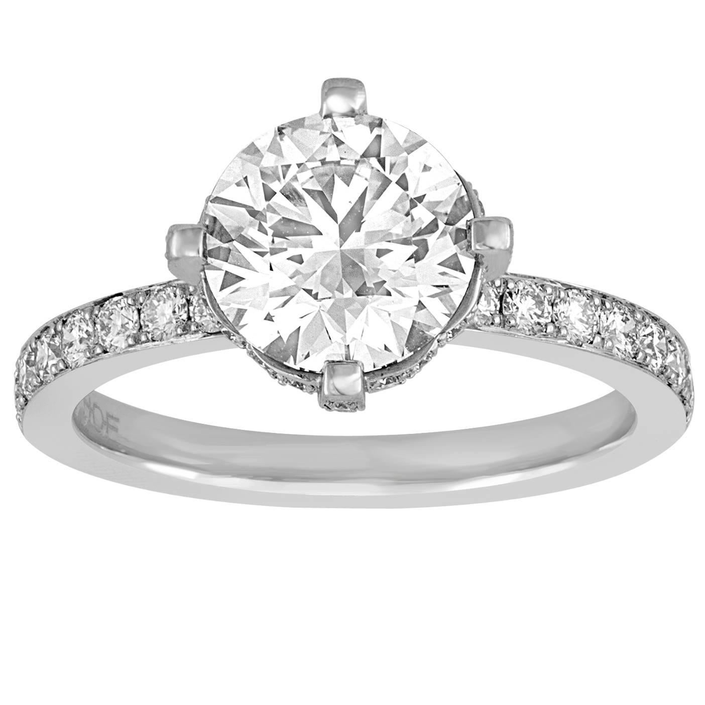 Hearts On Fire GIA 2.02 Carat G VVS2 Round Diamond Platinum Ring