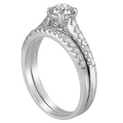 GIA Certified 0.54 Carat E I1 Diamond Gold Engagement Wedding Band Set 9