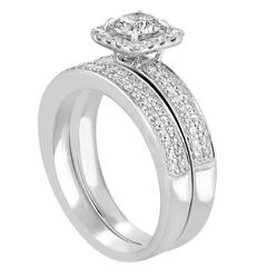 GIA Certified 0.55 Carat H I1 Diamond Gold Engagement Band Set 1