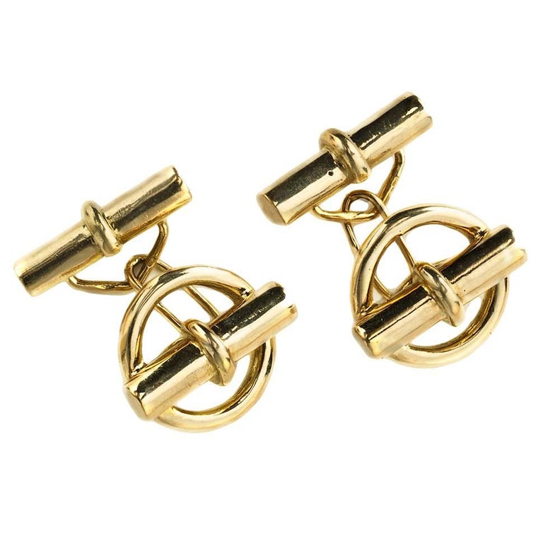 Hermès Gold Cufflinks For Sale at 1stdibs