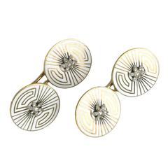 Art Deco Enamel Gold Cufflinks 11