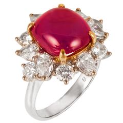 Star Ruby Diamond Gold Platinum Ring