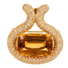 Citrine and Diamond Brooch/Pendant