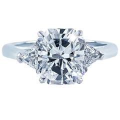 Tiffany & Co. 2.73 Carat Radiant Cut Diamond Gold 3 Stone Engagement Ring 
