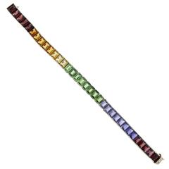 Wide Multi-stone Rainbow Bracelet