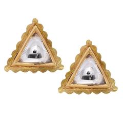 Stunning Triangle Shape Royal rose cut Diamond gold Stud Earrings