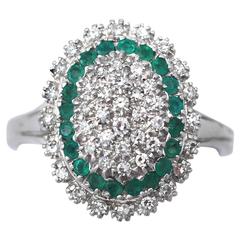 Diamond & Emerald White Gold Cocktail Ring 6