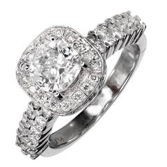 Cushion Diamond Platinum Halo Engagement Ring 3