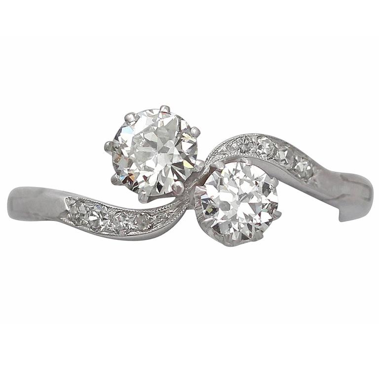 Old Cut Diamond Platinum Twist Ring Old Cut Diamond Platinum Twist Ring