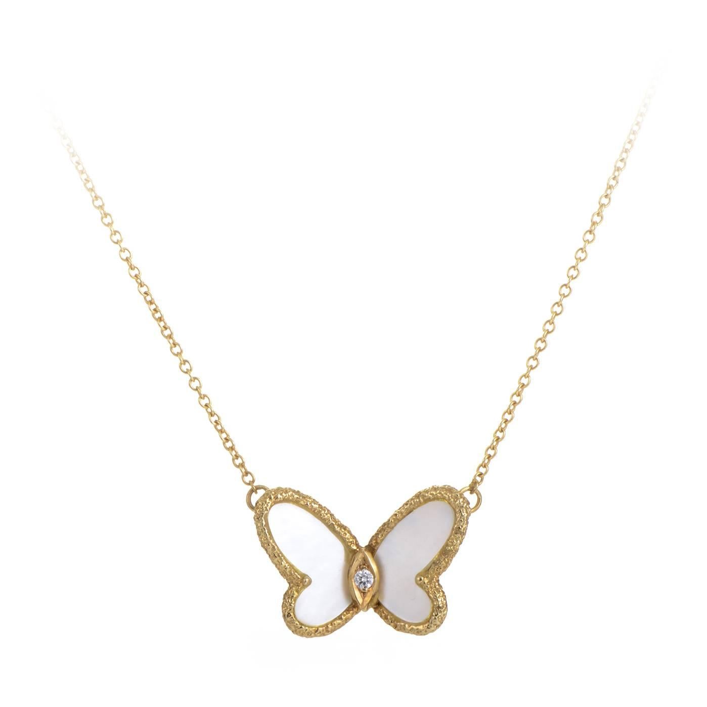 Van Cleef & Arpels Mother of Pearl Gold Butterfly Necklace