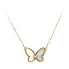 Van Cleef & Arpels Mother of Pearl Gold Butterfly Necklace