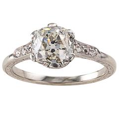 Art Deco 1.93 Carat Old Mine-cut Diamond gold platinum Solitaire Ring