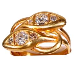 Victorian Diamond Gold Snake Ring