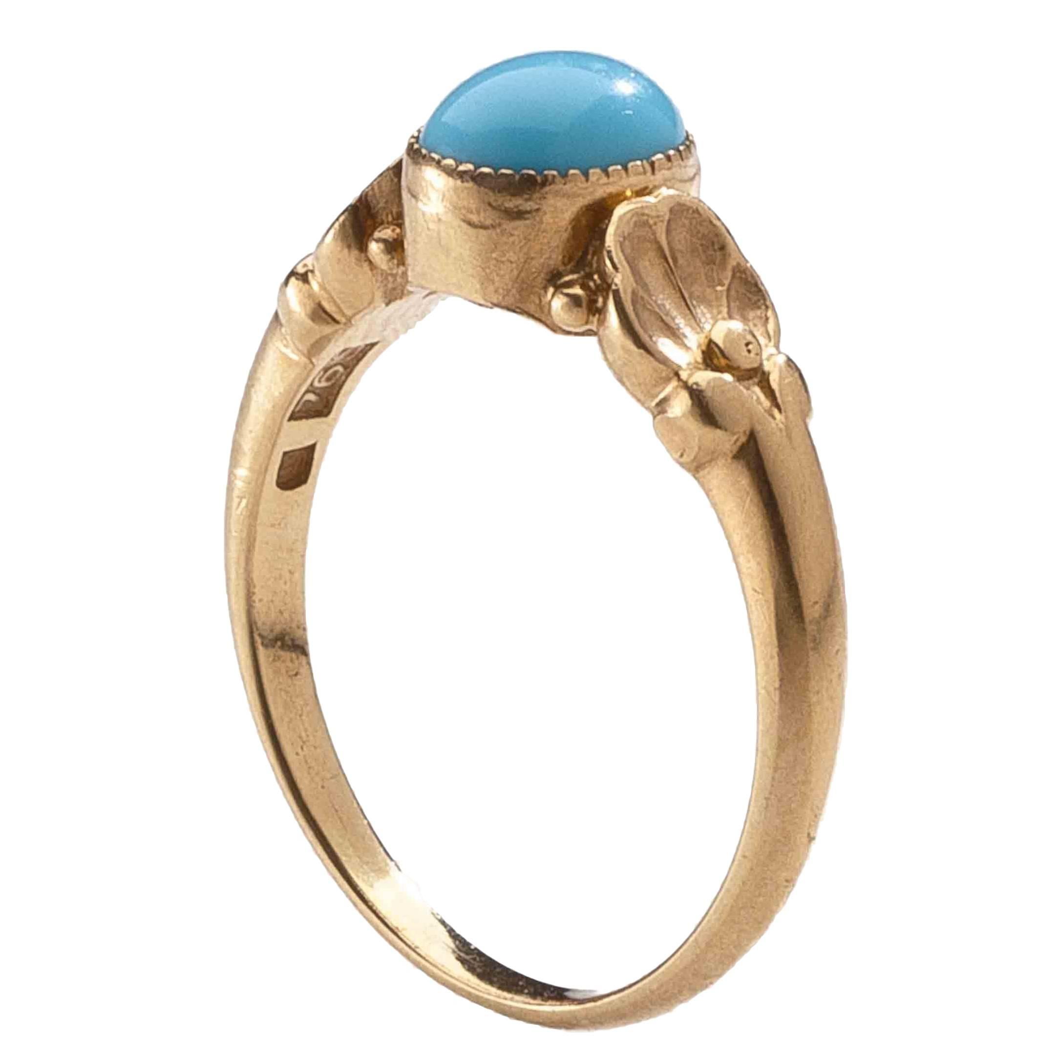 Georg Jensen Turquoise Gold Ring No. 175  For Sale