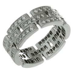 CARTIER Maillon Panthere Diamond White Gold Band Ring Size 59