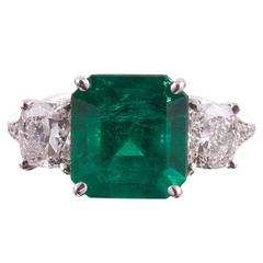 4.56 Carat Colombian Emerald Diamond  Ring