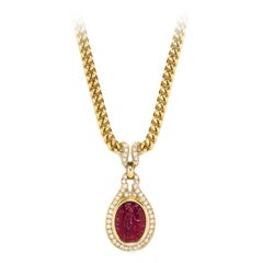 Retro Bulgari Ancient Intaglio Diamond Gold Necklace