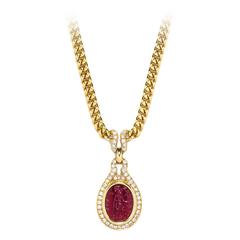 Bulgari Ancient Intaglio Diamond Gold Necklace 6