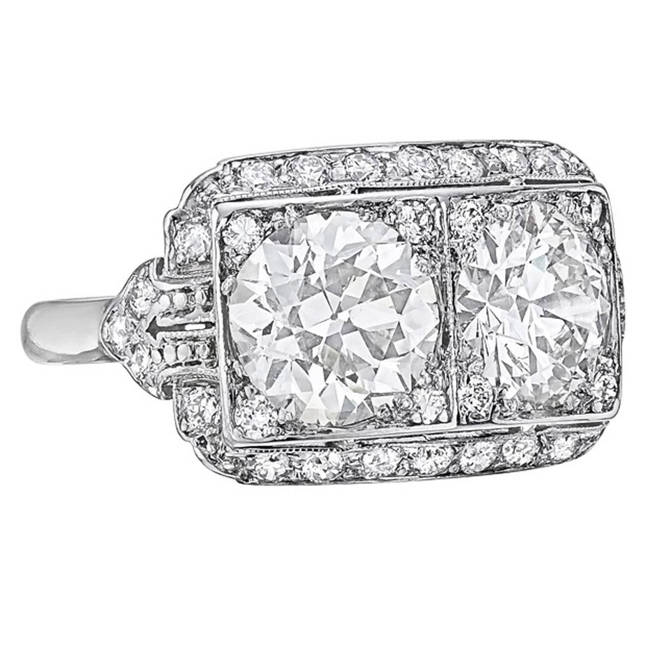 Art Deco Twin Diamond Dress Ring