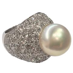 South Sea Pearl Diamond Gold Ring 12