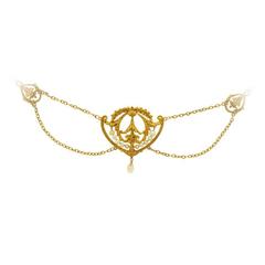 Antique French Natural Pearl Gold Necklace 7