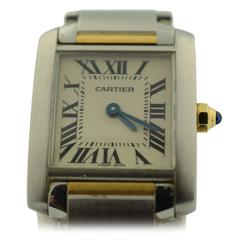 Cartier Yellow Gold Stainless Steel Small Tank Francaise Quartz Wristwatch 